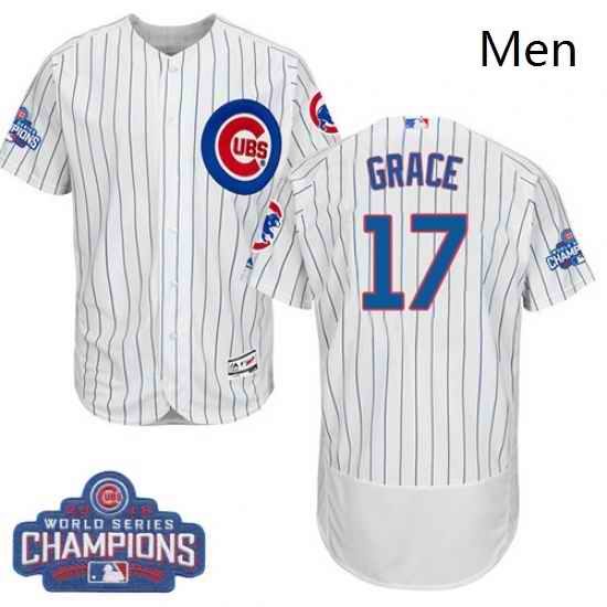 Mens Majestic Chicago Cubs 17 Mark Grace White 2016 World Series Champions Flexbase Authentic Collection MLB Jersey